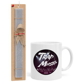 Trap music, Πασχαλινό Σετ, Κούπα κεραμική (330ml) & πασχαλινή λαμπάδα αρωματική πλακέ (30cm) (ΓΚΡΙ)