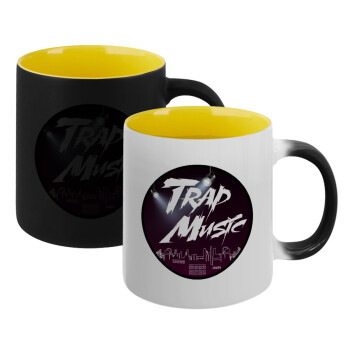 Trap music, Κούπα Μαγική εσωτερικό κίτρινη, κεραμική 330ml που αλλάζει χρώμα με το ζεστό ρόφημα (1 τεμάχιο)