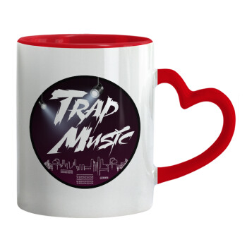Trap music, Mug heart red handle, ceramic, 330ml