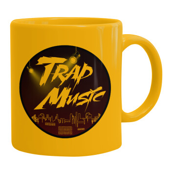 Trap music, Ceramic coffee mug yellow, 330ml (1pcs)