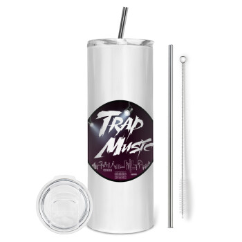 Trap music, Eco friendly ποτήρι θερμό (tumbler) από ανοξείδωτο ατσάλι 600ml, με μεταλλικό καλαμάκι & βούρτσα καθαρισμού