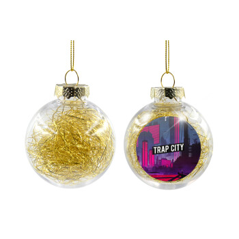 Trap city, Χριστουγεννιάτικη μπάλα δένδρου διάφανη με χρυσό γέμισμα 8cm