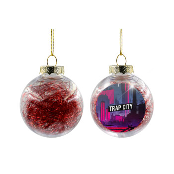 Trap city, Χριστουγεννιάτικη μπάλα δένδρου διάφανη με κόκκινο γέμισμα 8cm