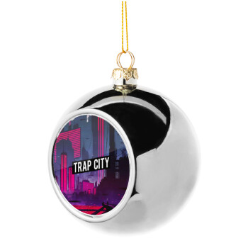 Trap city, Χριστουγεννιάτικη μπάλα δένδρου Ασημένια 8cm