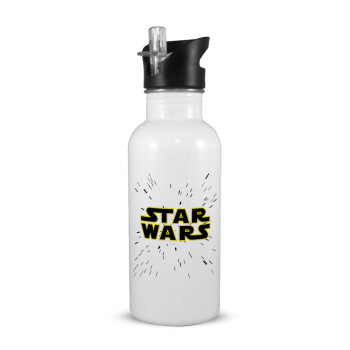Star Wars, White water bottle with straw, stainless steel 600ml