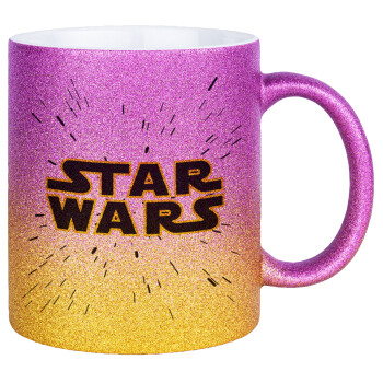 Star Wars, Κούπα Χρυσή/Ροζ Glitter, κεραμική, 330ml