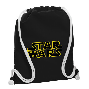 Star Wars, Τσάντα πλάτης πουγκί GYMBAG Μαύρη, με τσέπη (40x48cm) & χονδρά λευκά κορδόνια