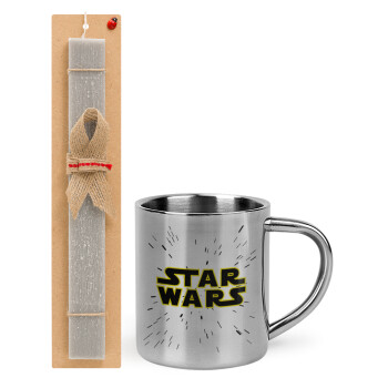 Star Wars, Easter Set, metallic thermal cup (300ml) & Easter aromatic flat candle (30cm) (GRAY)