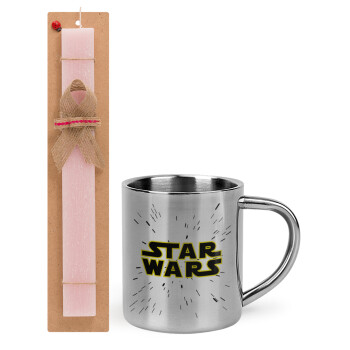 Star Wars, Easter Set, metallic thermal cup (300ml) & aromatic flat Easter candle (30cm) (PINK)