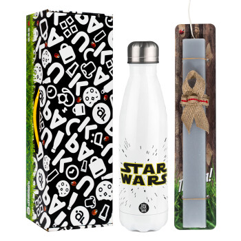 Star Wars, Easter candle, metallic white thermos bottle (500ml) & aromatic flat candle (30cm) (GRAY)