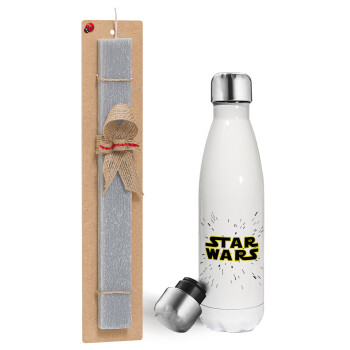 Star Wars, Πασχαλινή λαμπάδα, μεταλλικό παγούρι θερμός λευκός (500ml) & λαμπάδα αρωματική πλακέ (30cm) (ΓΚΡΙ)