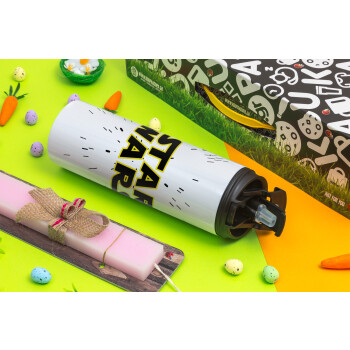 Star Wars, Easter candle,Travel Tumbler 2 Lids, with metal straw & cleaning brush & aromatic flat candle (30cm) (PINK)