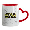 Mug heart red handle, ceramic, 330ml
