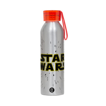 Star Wars, Αλουμινένιο Αθλητικό Μπουκάλι 650ml – Ασημί με Κόκκινο Καπάκι και Λουράκι Σιλικόνης