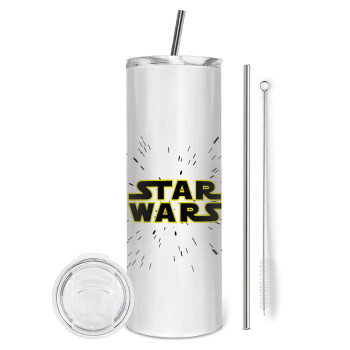 Star Wars, Tumbler ποτήρι θερμό από ανοξείδωτο ατσάλι 600ml, με μεταλλικό καλαμάκι & βούρτσα καθαρισμού