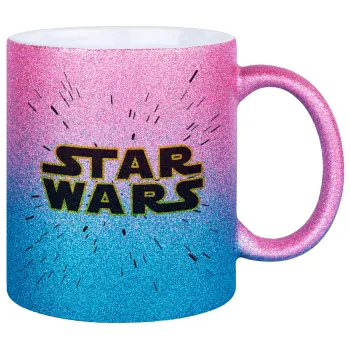 Star Wars, Κούπα Χρυσή/Μπλε Glitter, κεραμική, 330ml