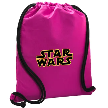 Star Wars, Backpack pouch GYMBAG Fuchsia, with pocket (40x48cm) & thick cords