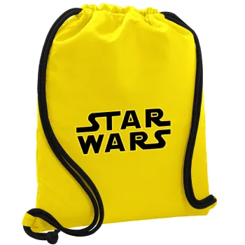 Star Wars, Backpack pouch GYMBAG Yellow, with pocket (40x48cm) & thick cords
