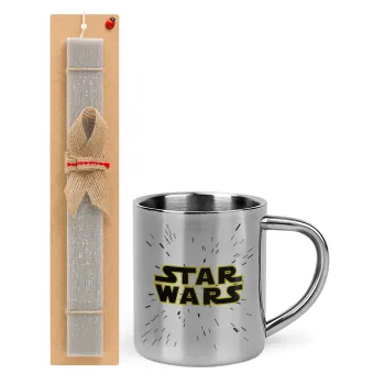 Star Wars, Πασχαλινή Λαμπάδα με μεταλλική κούπα θερμό (300ml) & κερί αρωματικό πλακέ (30cm) (ΓΚΡΙ)
