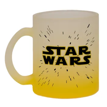 Star Wars, Κούπα γυάλινη δίχρωμη με βάση το κίτρινο ματ, 330ml
