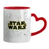 Mug heart red handle, ceramic, 330ml