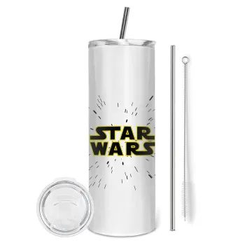 Star Wars, Tumbler ποτήρι θερμό από ανοξείδωτο ατσάλι 600ml, με μεταλλικό καλαμάκι & βούρτσα καθαρισμού