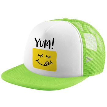 Yum!!!, Καπέλο Soft Trucker με Δίχτυ Πράσινο/Λευκό