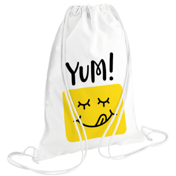 Yum!!!, Τσάντα πλάτης πουγκί GYMBAG λευκή (28x40cm)