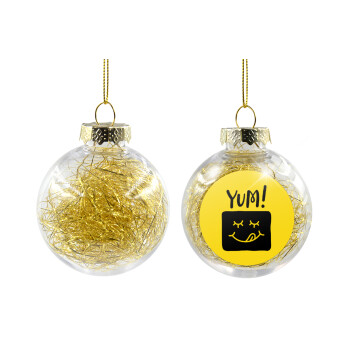 Yum!!!, Χριστουγεννιάτικη μπάλα δένδρου διάφανη με χρυσό γέμισμα 8cm