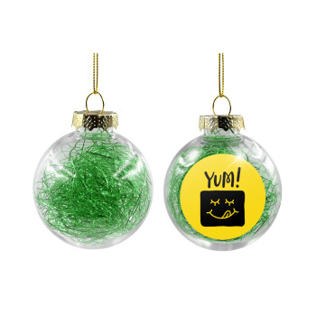Yum!!!, Χριστουγεννιάτικη μπάλα δένδρου διάφανη με πράσινο γέμισμα 8cm