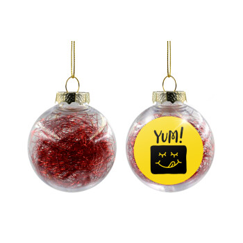 Yum!!!, Χριστουγεννιάτικη μπάλα δένδρου διάφανη με κόκκινο γέμισμα 8cm