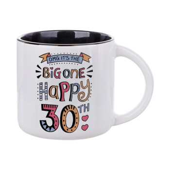 Big one Happy 30th, Κούπα κεραμική 400ml Λευκή/Μαύρη