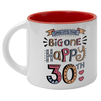 Big one Happy 30th, Κούπα κεραμική 400ml Λευκή/Κόκκινη