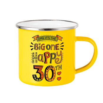 Big one Happy 30th, Yellow Enamel Metallic Cup 360ml