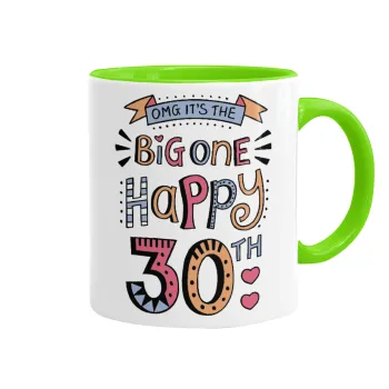 Big one Happy 30th, Κούπα χρωματιστή βεραμάν, κεραμική, 330ml