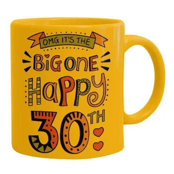 Big one Happy 30th, Κούπα, κεραμική κίτρινη, 330ml