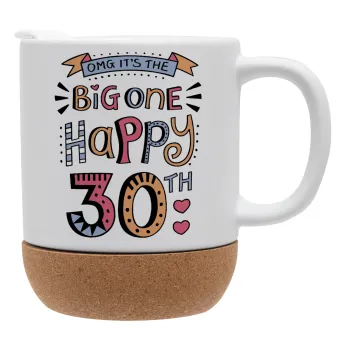 Big one Happy 30th, Κούπα, κεραμική με βάση φελού και καπάκι (ΜΑΤ), 330ml