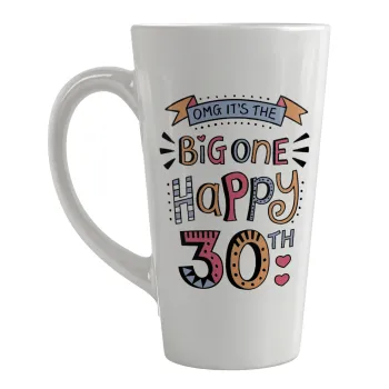 Big one Happy 30th, Κούπα κωνική Latte Μεγάλη, κεραμική, 450ml
