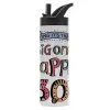 Metallic thermos bottle with straw & handle, stainless steel (Stainless steel 304), double-walled, 600ml.