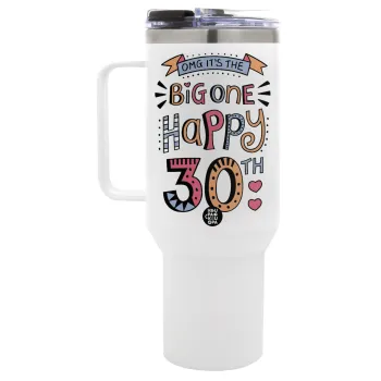 Big one Happy 30th, Mega Tumbler με καπάκι, διπλού τοιχώματος (θερμό) 1,2L