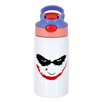 The joker smile, Children's hot water bottle, stainless steel, with safety straw, pink/purple (350ml)