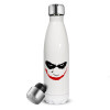 The joker smile, Μεταλλικό παγούρι θερμός Λευκό (Stainless steel), διπλού τοιχώματος, 500ml