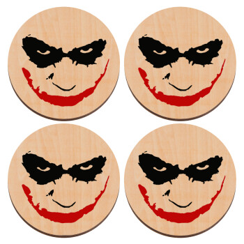 The joker smile, ΣΕΤ x4 Σουβέρ ξύλινα στρογγυλά plywood (9cm)