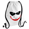 The joker smile, Τσάντα πλάτης πουγκί GYMBAG λευκή, με τσέπη (40x48cm) & χονδρά κορδόνια