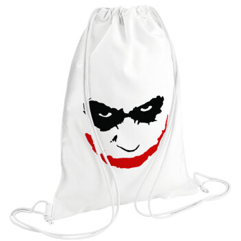 The joker smile, Τσάντα πλάτης πουγκί GYMBAG λευκή (28x40cm)