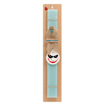 The joker smile, Easter Set, wooden keychain & aromatic flat Easter candle (30cm) (TURQUOISE)