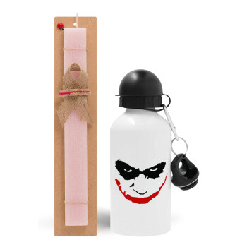 The joker smile, Easter Set, metallic aluminum bottle (500ml) & aromatic flat Easter candle (30cm) (PINK)