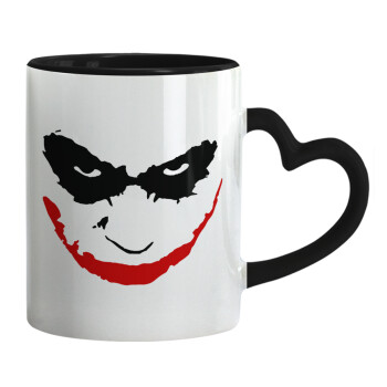 The joker smile, Mug heart black handle, ceramic, 330ml