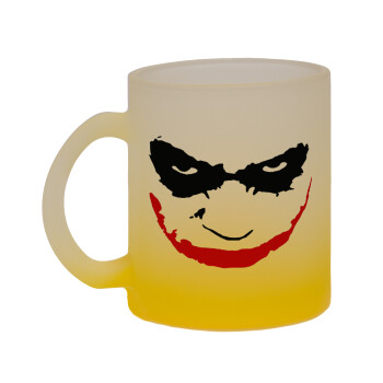 The joker smile, Κούπα γυάλινη δίχρωμη με βάση το κίτρινο ματ, 330ml