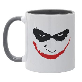 The joker smile, Mug colored grey, ceramic, 330ml